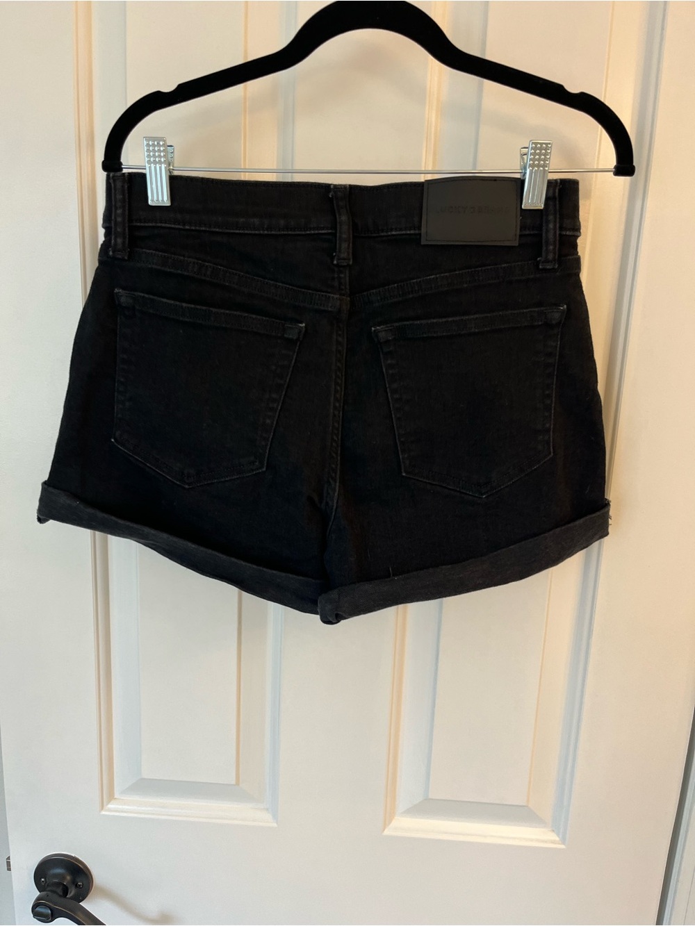 Lucky Brand Ava Mid Rise Rolled-Hem Black Denim Shorts Size 6/28 - Picture 2 of 6